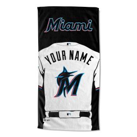 [Personalization Only] OFFICIAL MLB Jersey Personalized Beach Towel - Miami Marlins - Personalization Only