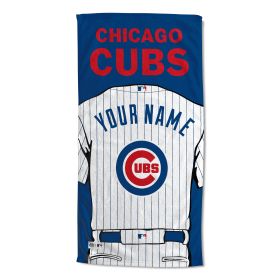 [Personalization Only] OFFICIAL MLB Jersey Personalized Beach Towel - Chicago Cubs - Personalization Only