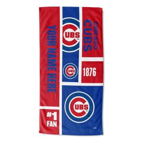 [Personalization Only] OFFICIAL MLB Colorblock Personalized Beach Towel - Cubs - Personalization Only