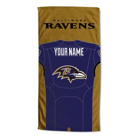 [Personalization Only] OFFICIAL NFL Jersey Personalized Beach Towel - Baltimore Ravens - Personalization Only