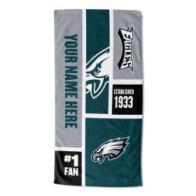 [Personalization Only] OFFICIAL NFL Colorblock Personalized Beach Towel - Eagles - Personalization Only