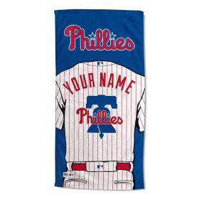 [Personalization Only] OFFICIAL MLB Jersey Personalized Beach Towel - Philadelphia Phillies - Personalization Only