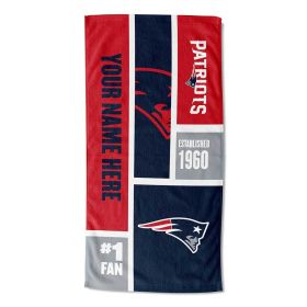 [Personalization Only] OFFICIAL NFL Colorblock Personalized Beach Towel - Patriots - Personalization Only