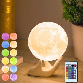 Moon Lamp, 3D Printing Lunar Lamp Night Light with White Hand Stand - 3D Galaxy Lamp