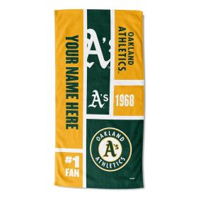 [Personalization Only] OFFICIAL MLB Colorblock Personalized Beach Towel - Athletics - Personalization Only