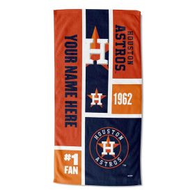 [Personalization Only] OFFICIAL MLB Colorblock Personalized Beach Towel - Astros - Personalization Only