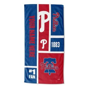 [Personalization Only] OFFICIAL MLB Colorblock Personalized Beach Towel - Phillies - Personalization Only