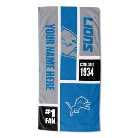 [Personalization Only] OFFICIAL NFL Colorblock Personalized Beach Towel - Lions - Personalization Only