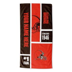 [Personalization Only] OFFICIAL NFL Colorblock Personalized Beach Towel - Browns - Personalization Only