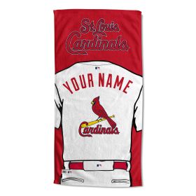 [Personalization Only] OFFICIAL MLB Jersey Personalized Beach Towel - Cardinals - Personalization Only