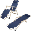 Outdoor Reclining Lawn Chairs Set of 2 Adjustable Folding Patio Recliners with Pillow for Pool Lawn Beach - KM2245-L-B-2