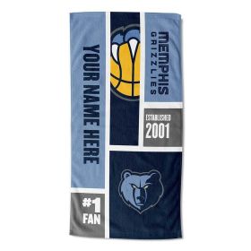 [Personalization Only] OFFICIAL NBA Colorblock Personalized Beach Towel - Memphis Grizzlies - Personalization Only