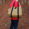 Outdoor Canvas Firewood Storage Bag Logging Tote Bag - Black