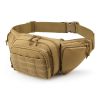 Nylon Camping Belt Bag; Military Hunting Tactical Waist Pack - Khaki