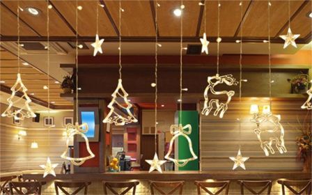 Led Christmas Elk Curtain Light Ice Strip Light Holiday Lights Red Bedroom Room Window Decorative Light String - warm white2