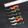 mulMultitool Keychain Knife; Small Pocket Box/Strap Cutter; Razor Sharp Serrated Blade And Paratrooper Hook; EDC Folding Knives - Orange+Black