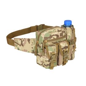 Tactical Waist Bag Denim Waist Bag with Water Bottle Holder for Outdoor Traveling Camping Hunting Cycling - CP Color