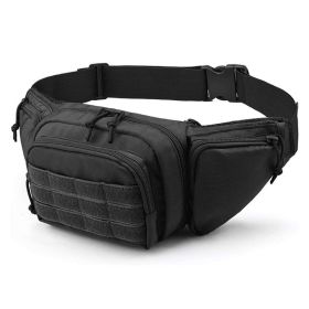 Nylon Camping Belt Bag; Military Hunting Tactical Waist Pack - Black