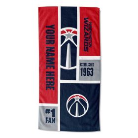 [Personalization Only] OFFICIAL NBA Colorblock Personalized Beach Towel - Washington Wizards - Personalization Only