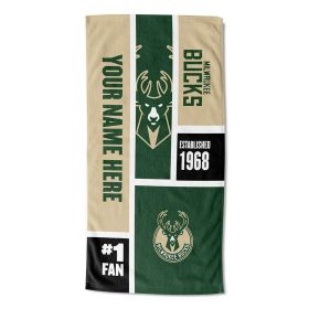 [Personalization Only] OFFICIAL NBA Colorblock Personalized Beach Towel - Milwaukee Bucks - Personalization Only