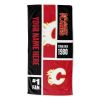 [Personalization Only] OFFICIAL NHL Colorblock Personalized Beach Towel - Calgary Flames - Personalization Only