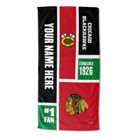 [Personalization Only] OFFICIAL NHL Colorblock Personalized Beach Towel - Chicago Blackhawks - Personalization Only