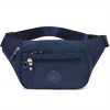 Simple Waist Bag; Letter Patch Decor Crossbody Bag; Casual Nylon Phone Bag For Outdoor Travel Sports - Blue