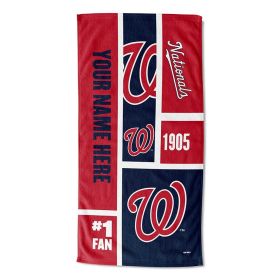 [Personalization Only] OFFICIAL MLB Colorblock Personalized Beach Towel - Nationals - Personalization Only