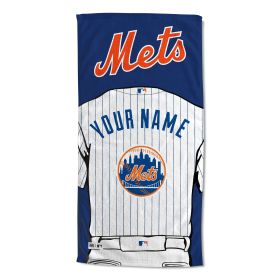 [Personalization Only] OFFICIAL MLB Jersey Personalized Beach Towel - New York Mets - Personalization Only