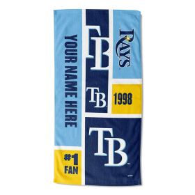 [Personalization Only] OFFICIAL MLB Colorblock Personalized Beach Towel - Rays - Personalization Only