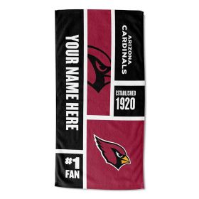 [Personalization Only] OFFICIAL NFL Colorblock Personalized Beach Towel - Cardinals - Personalization Only