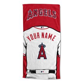 [Personalization Only] OFFICIAL MLB Jersey Personalized Beach Towel - Los Angeles Angels - Personalization Only