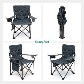 Oversized Folding Camping Chair, Heavy Duty Supports 300 LBS, Portable Chairs For Outdoor Lawn Beach Camp Picnic - grey