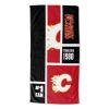 [Personalization Only] OFFICIAL NHL Colorblock Personalized Beach Towel - Calgary Flames - Personalization Only