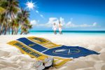 [Personalization Only] OFFICIAL NHL Colorblock Personalized Beach Towel - Buffalo Sabres - Personalization Only