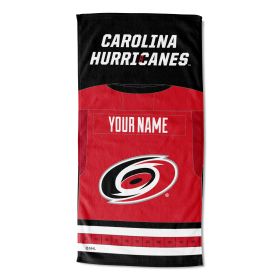 [Personalization Only] OFFICIAL NHL Jersey Personalized Beach Towel - Hurricanes - Personalization Only