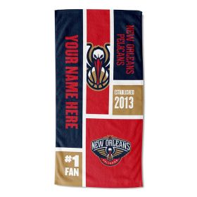 [Personalization Only] OFFICIAL NBA Colorblock Personalized Beach Towel - New Orleans Pelicans - Personalization Only