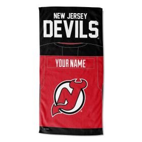 [Personalization Only] OFFICIAL NHL Jersey Personalized Beach Towel - Devils - Personalization Only