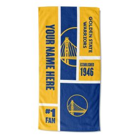 [Personalization Only] OFFICIAL NBA Colorblock Personalized Beach Towel - Golden State Warriors - Personalization Only