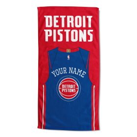 [Personalization Only] OFFICIAL NBA Jersey Personalized Beach Towel - Detroit Pistons - Personalization Only