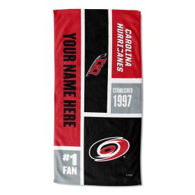 [Personalization Only] OFFICIAL NHL Colorblock Personalized Beach Towel - Carolina Hurricanes - Personalization Only