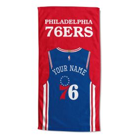 [Personalization Only] OFFICIAL NBA Jersey Personalized Beach Towel - Philadelphia 76ers - Personalization Only