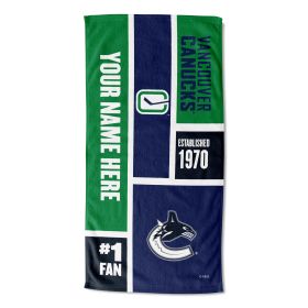 [Personalization Only] OFFICIAL NHL Colorblock Personalized Beach Towel - Vancouver Canucks - Personalization Only