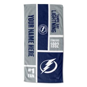 [Personalization Only] OFFICIAL NHL Colorblock Personalized Beach Towel - Tampa Bay Lightning - Personalization Only