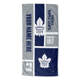 [Personalization Only] OFFICIAL NHL Colorblock Personalized Beach Towel - Toronto Maple Leafs - Personalization Only