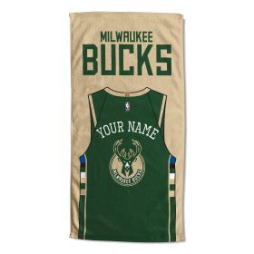 [Personalization Only] OFFICIAL NBA Jersey Personalized Beach Towel - Milwaukee Bucks - Personalization Only