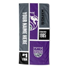 [Personalization Only] OFFICIAL NBA Colorblock Personalized Beach Towel - Sacramento Kings - Personalization Only