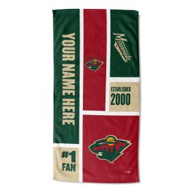 [Personalization Only] OFFICIAL NHL Colorblock Personalized Beach Towel - Minnesota Wild - Personalization Only