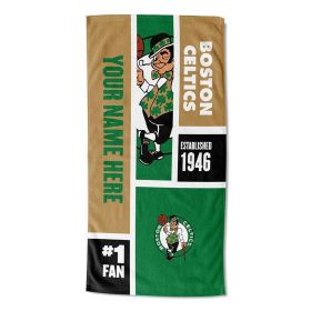 [Personalization Only] OFFICIAL NBA Colorblock Personalized Beach Towel - Boston Celtics - Personalization Only