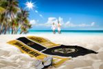 [Personalization Only] OFFICIAL NHL Colorblock Personalized Beach Towel - Boston Bruins - Personalization Only